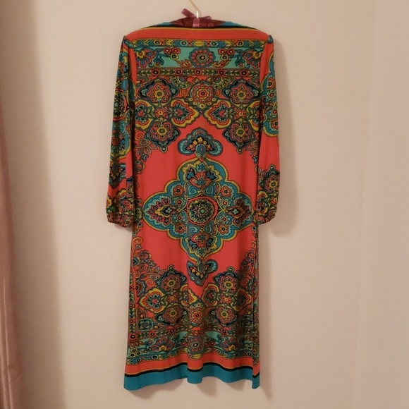 Madison orange & green dress with sequins Size S - Picture 4 of 7